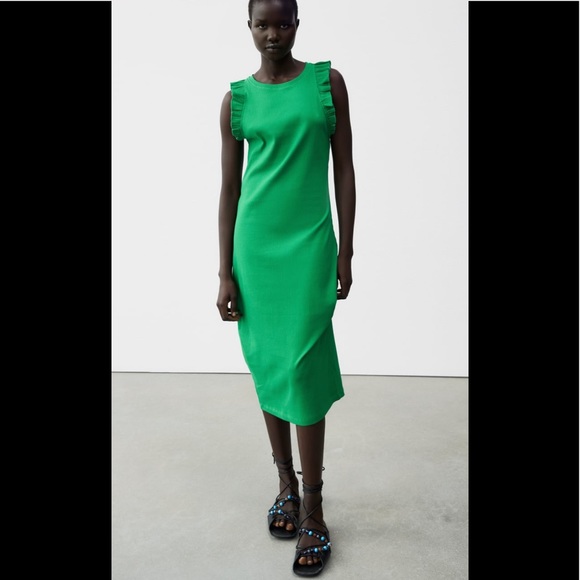 Zara | Dresses | Zara Ribbed Ruffle 